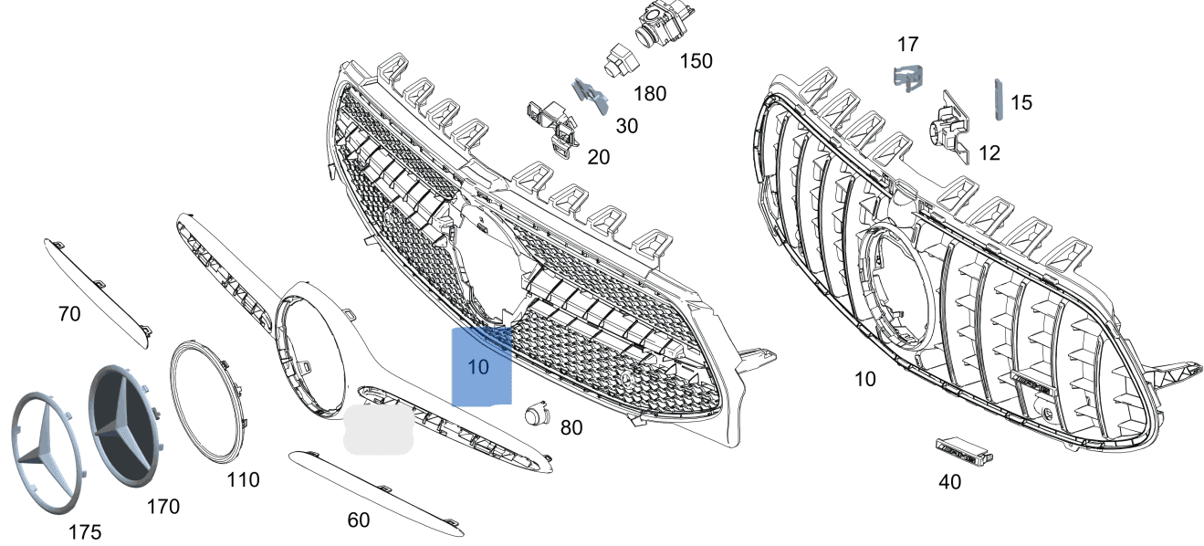 Rejilla radiador Mercedes C118 - A1188880000