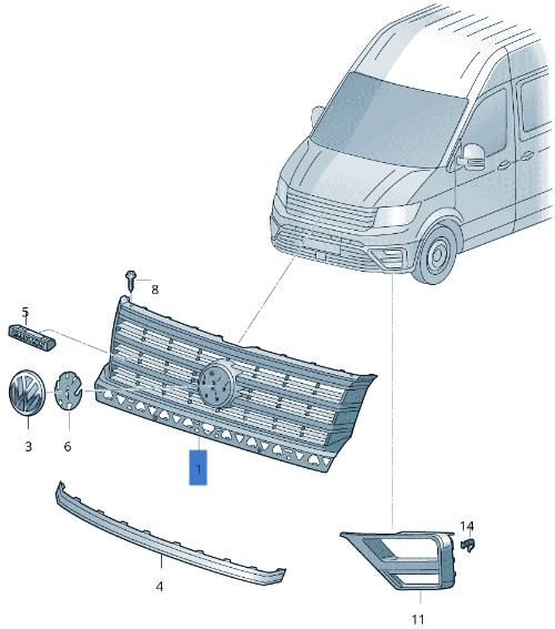 Rejilla Radiador VW Crafter II - 7C0853653L
