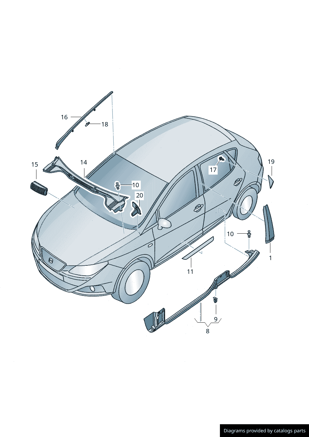 Rejilla Seat Ibiza IV 6J0815479A - 6J0815479A