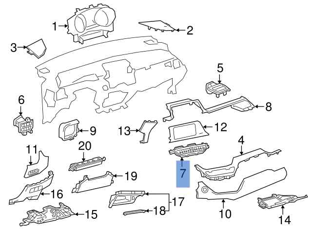 Rejillas centrales Toyota C - HR - 55670F4010