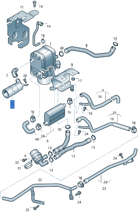Silenciador Calefaccion VW Touran Caddy - 1K0819194