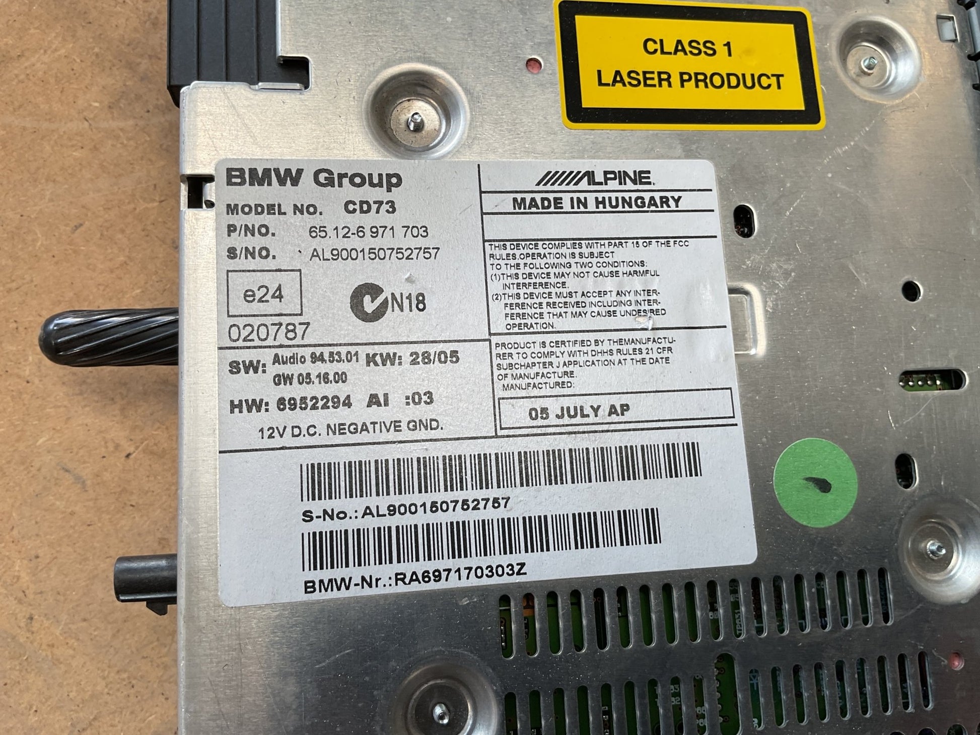 Sistema audio BMW RA697170303Z - RA697170303Z