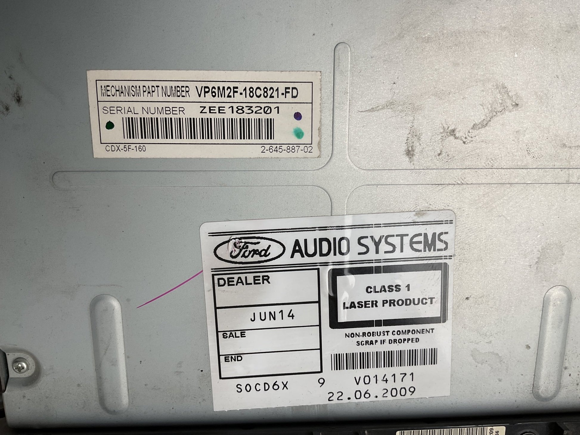 Sistema audio Ford CDX-FC34XDD - 7S7T18C939DD