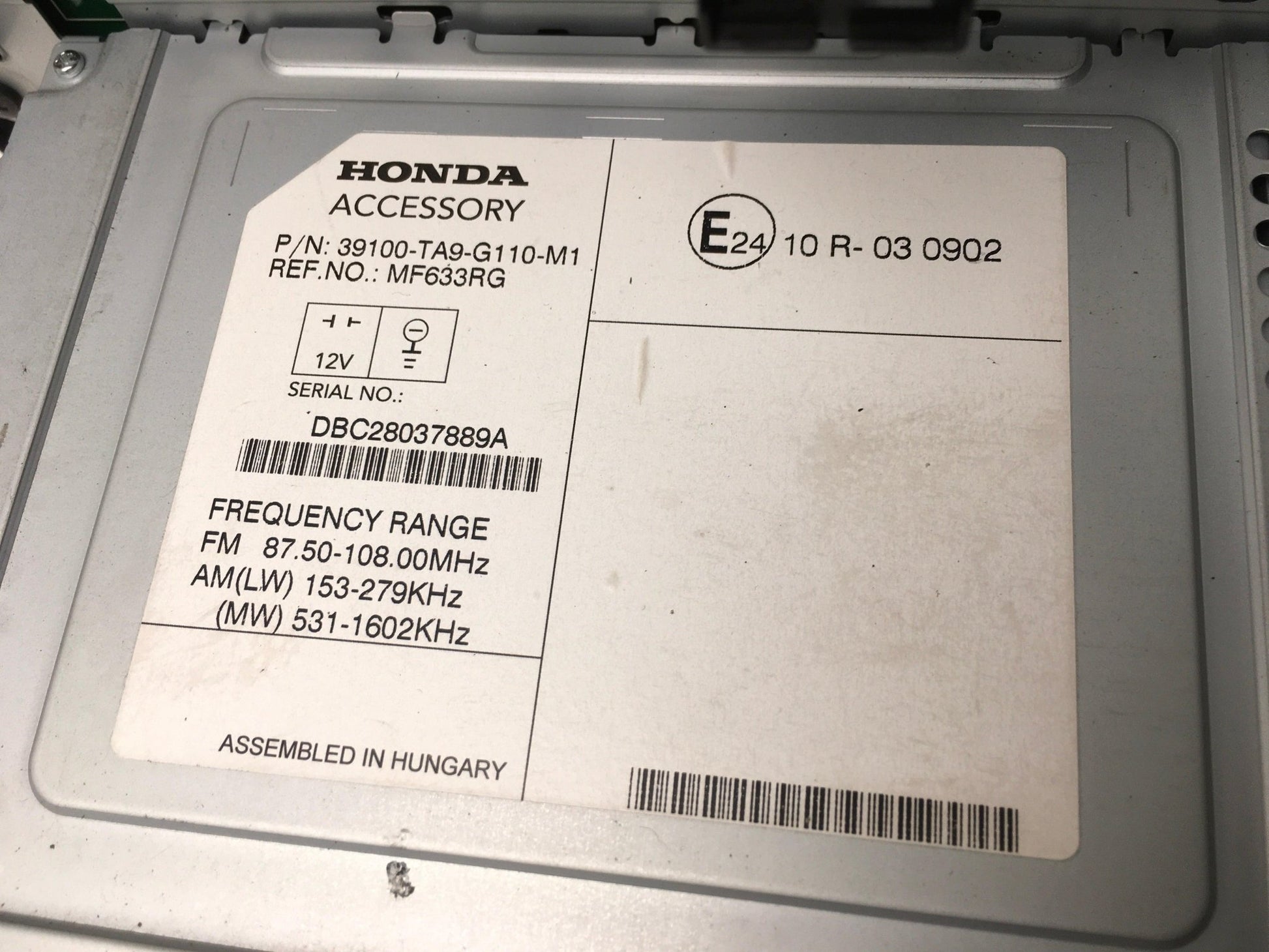 Sistema Audio Honda Civic IX FK - 39100TA9G110M1