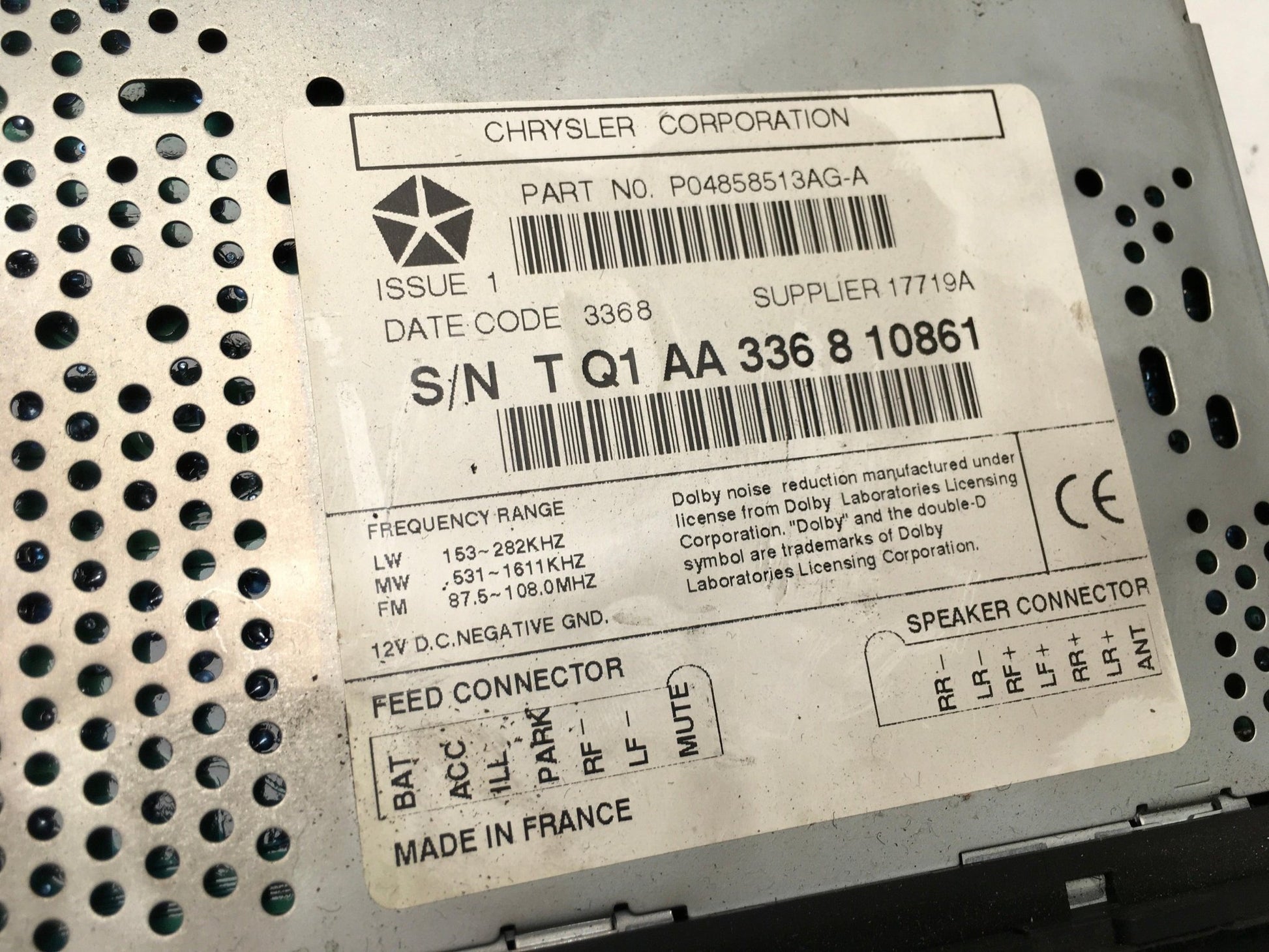 Sistema audio Jeep Grand Cherokee I - P04858513AG