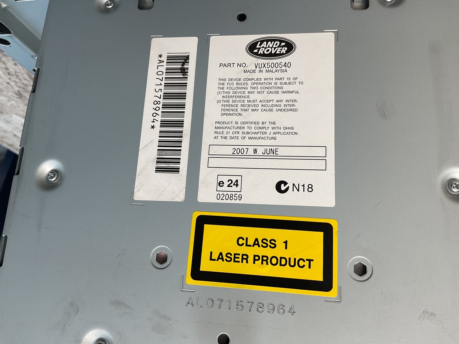 Sistema Audio Land Rover VUX500540 - VUX500540