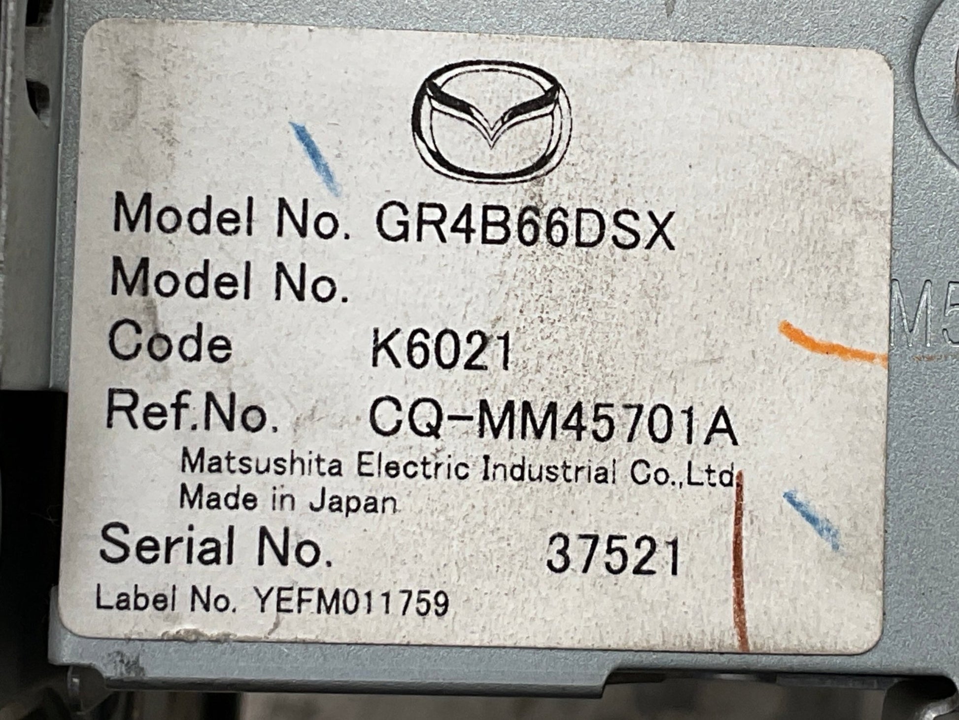 Sistema Audio Mazda 6 02-08 - GR4B66DSX