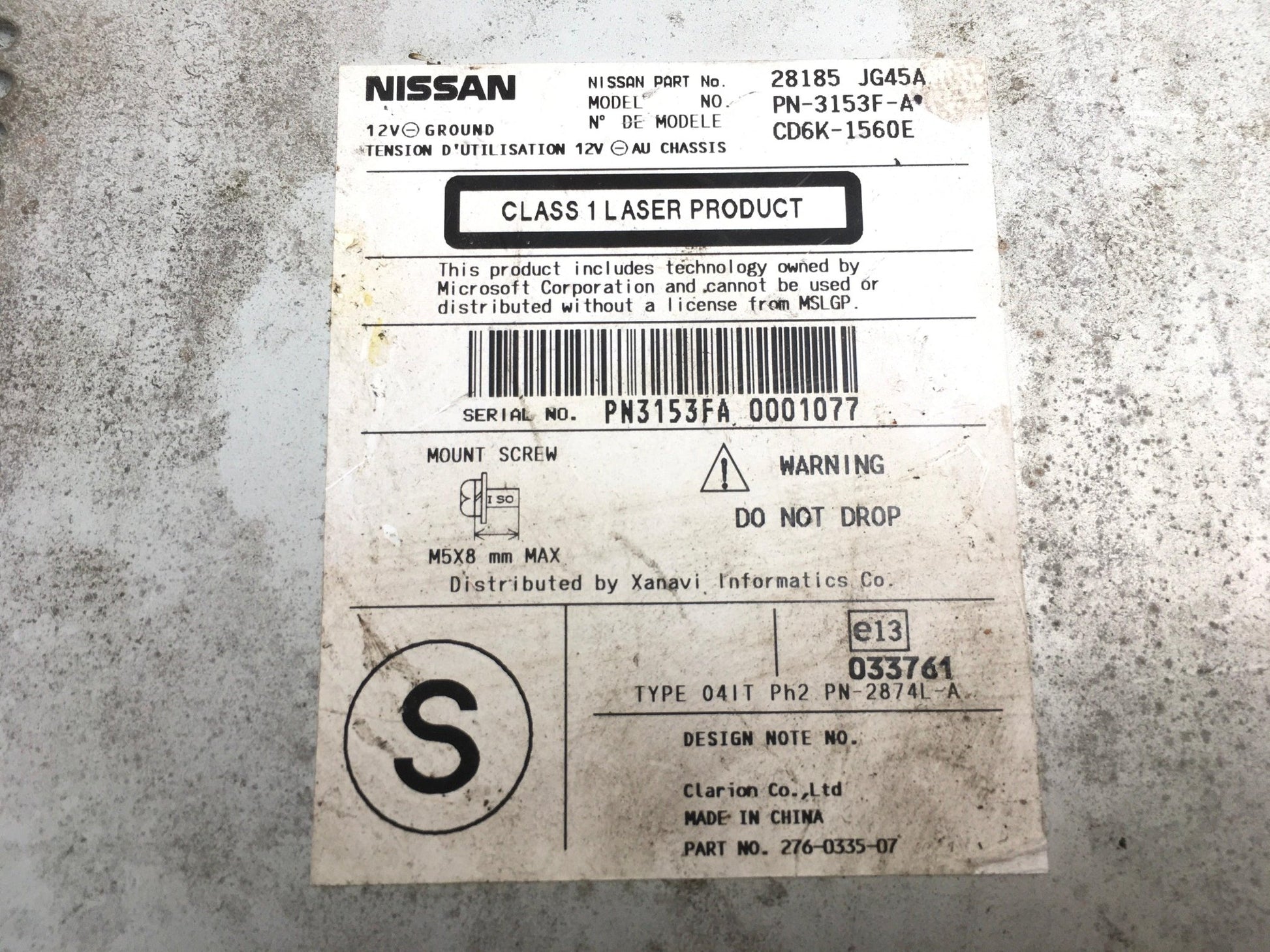 Sistema Audio Nissan Qashqai J10 +2 - 28185JG45A