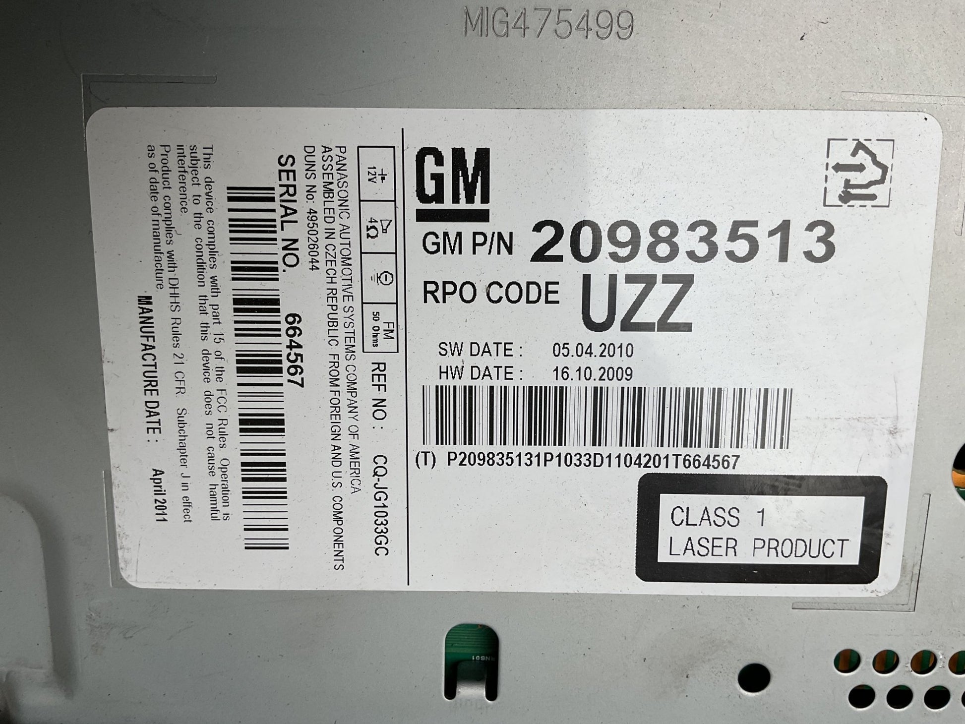 Sistema Audio Opel Insignia 08-17 - 20983513 _