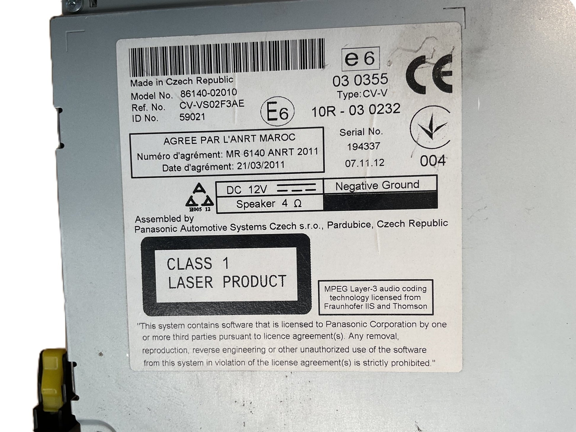 Sistema audio Toyota Auris (E18) 12-18 - 8614002010