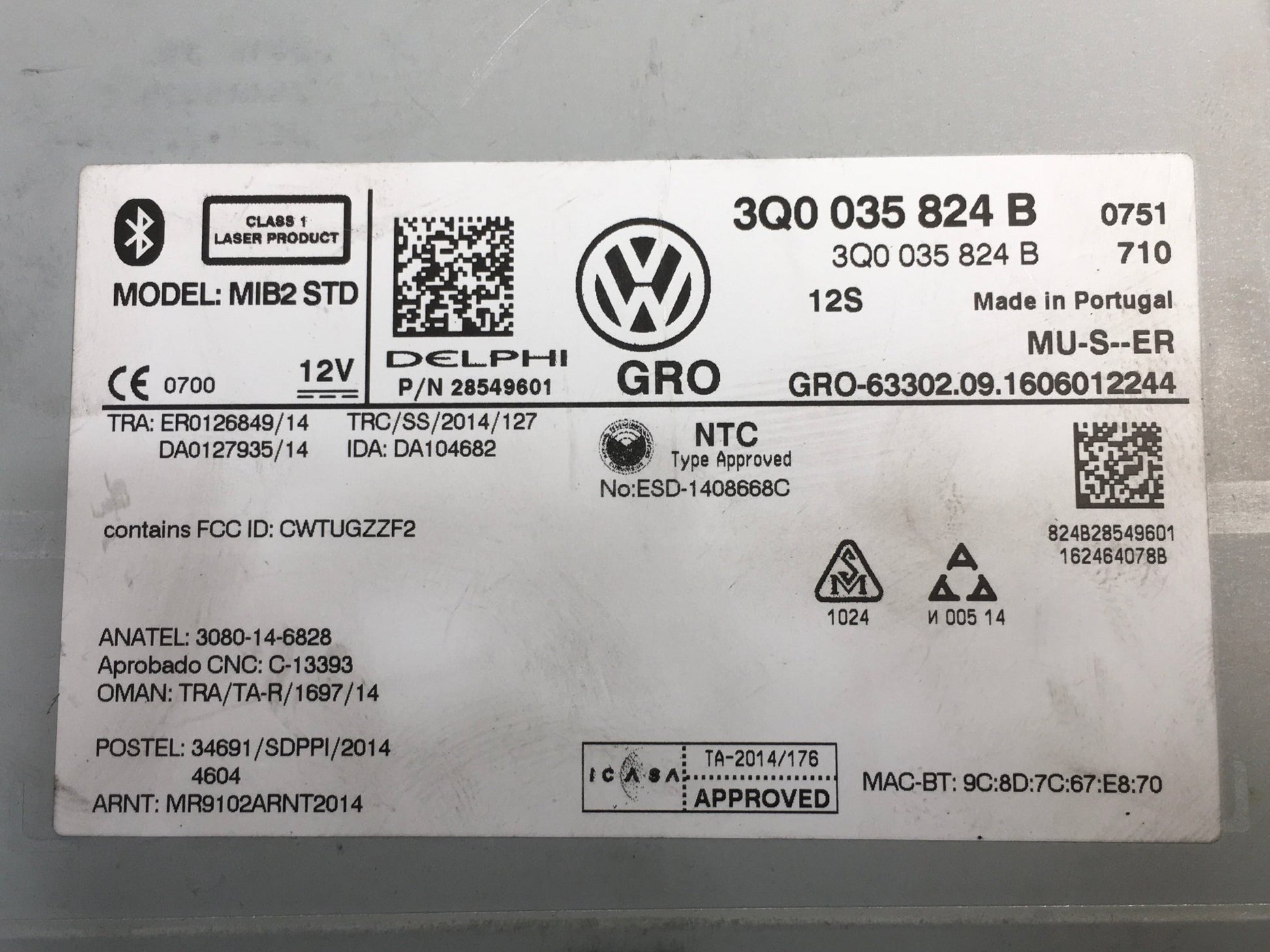 Sistema Audio VW 3Q0035824B - 3Q0035824B