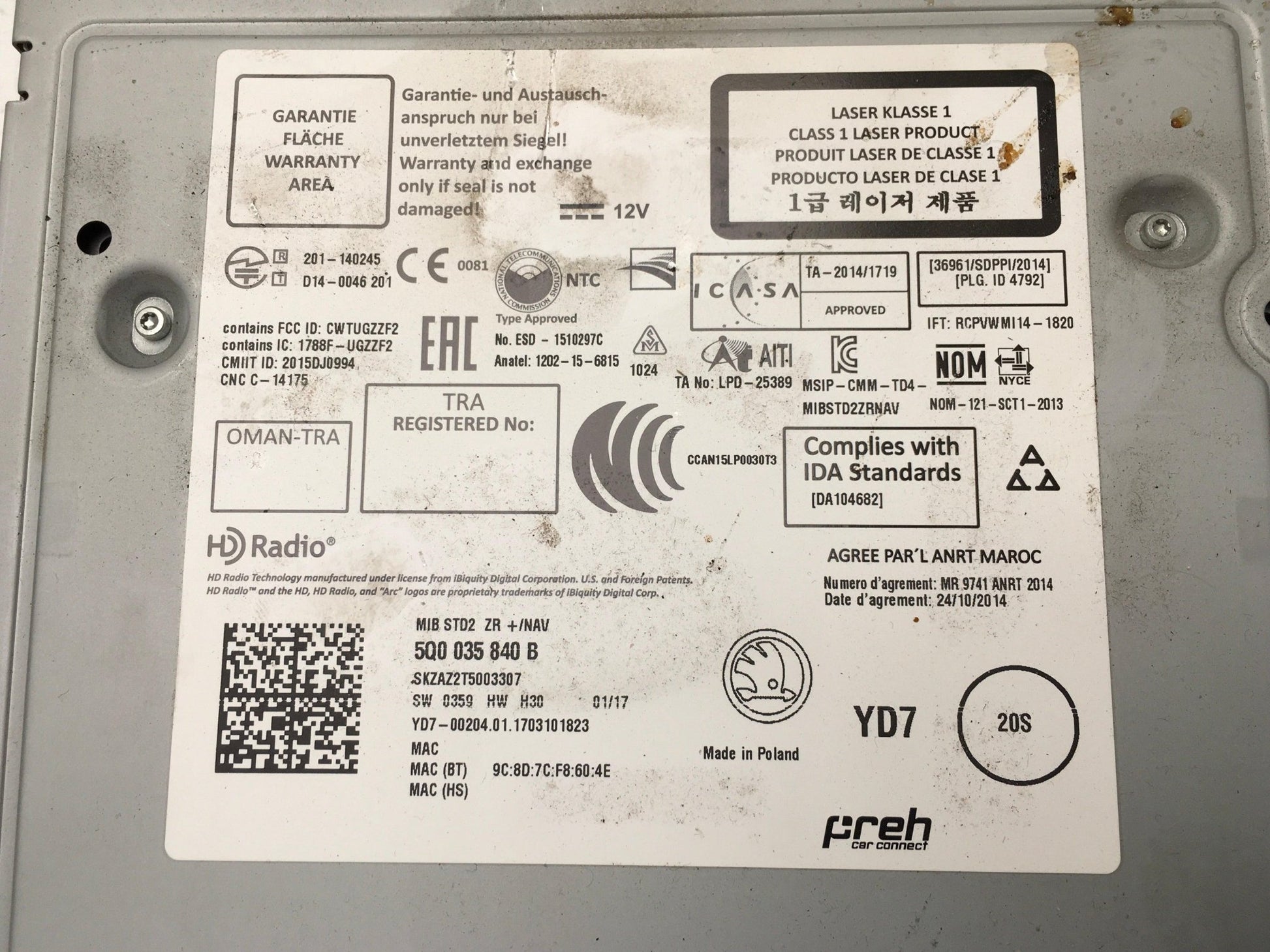 Sistema audio VW 5Q0035840B - 5Q0035840B