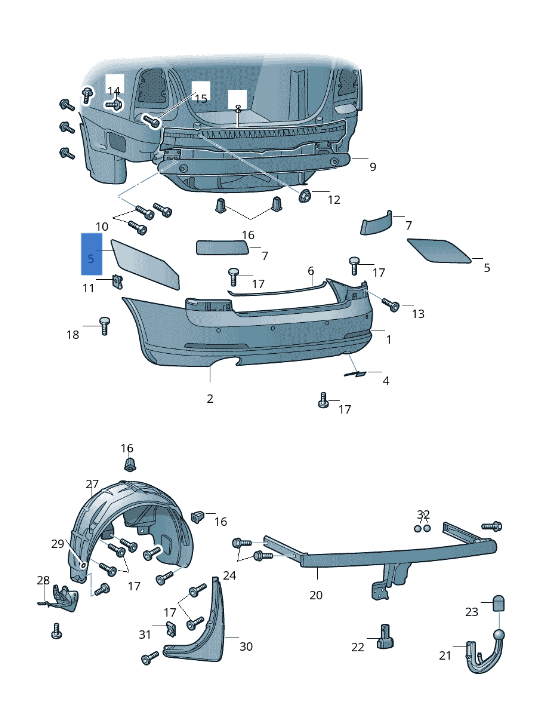 Soporte dcho paragolpes trasero Skoda Octavia II 1Z - 1Z9807148