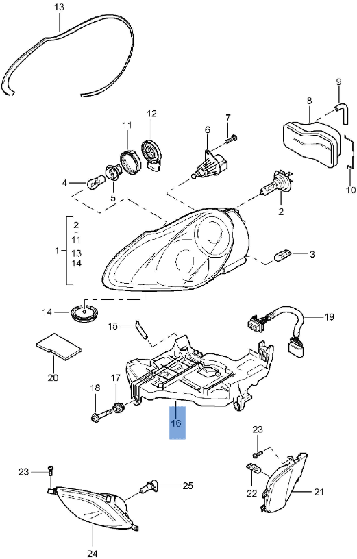 Soporte faro izq Porsche Cayenne 9PA - 95563104102