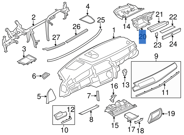 Soporte Instrumentos Salpicadero BMW F07 GT - 51459142660
