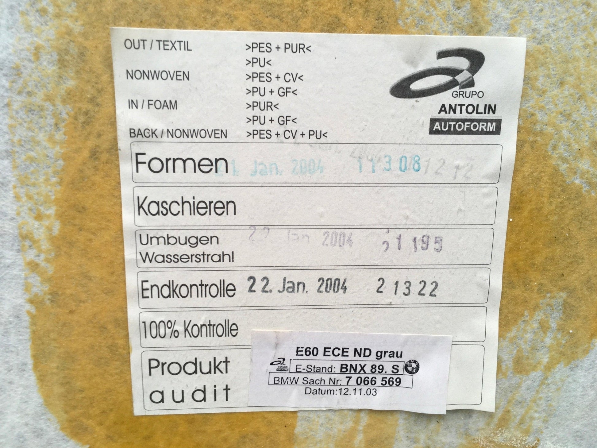 Techo interior BMW 5 E60 - 7066569