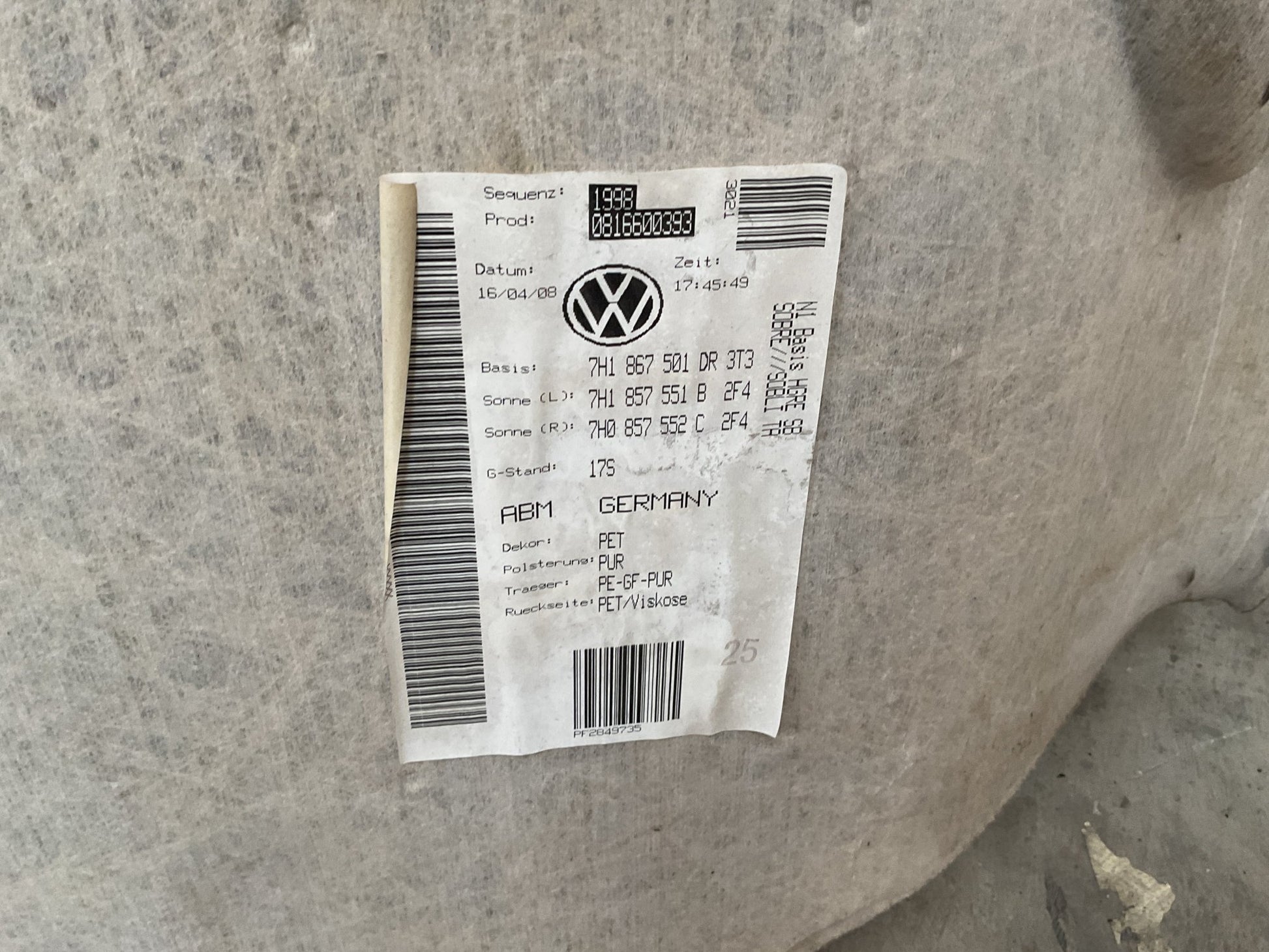 Techo Interior VW Transporter T5 T6 7H1867501 - 7H1867501