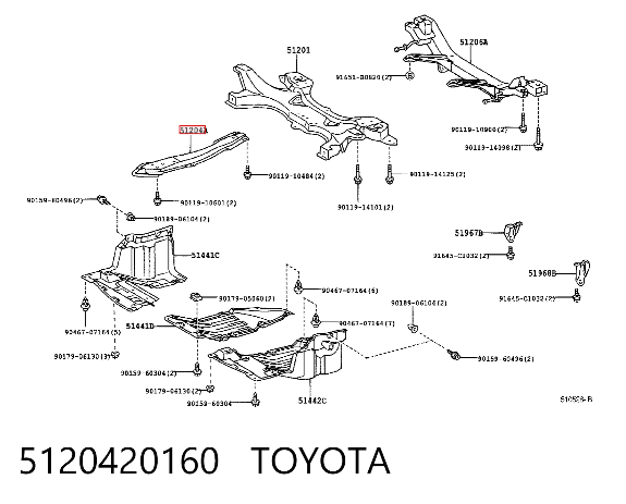 Travesaño Motor Toyota Celica 99-06 - 5120420160