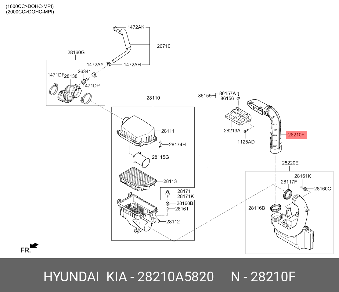 Tubo admision aire Kia Ceed II 12-18 1.6 - DK210A5802