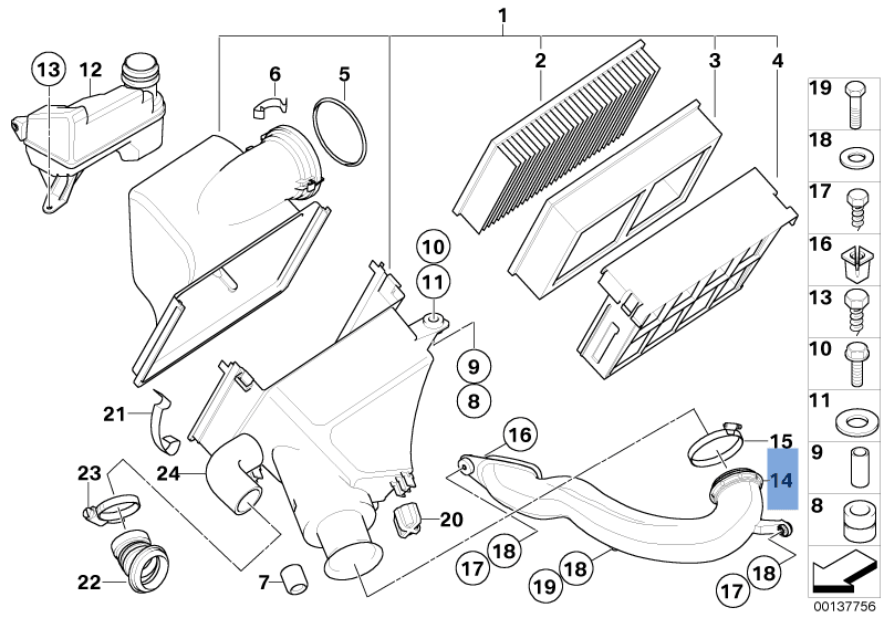 Tubo admision BMW 5 E39 - 13711437630
