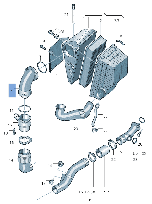Tubo Admision Porsche Cayenne 9PA - 7L0128533