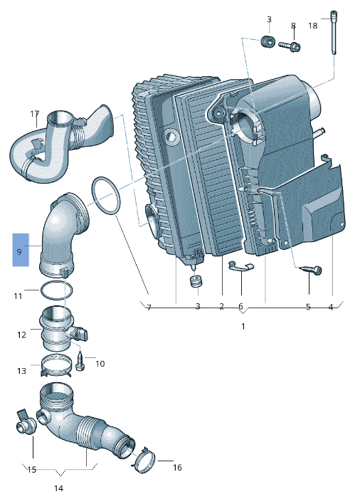 Tubo Admision Porsche Cayenne 9PA - 7L0129533