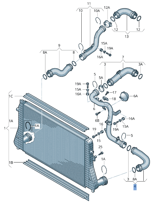 Tubo Intercooler VW 1K0145834L - 1K0145834L _