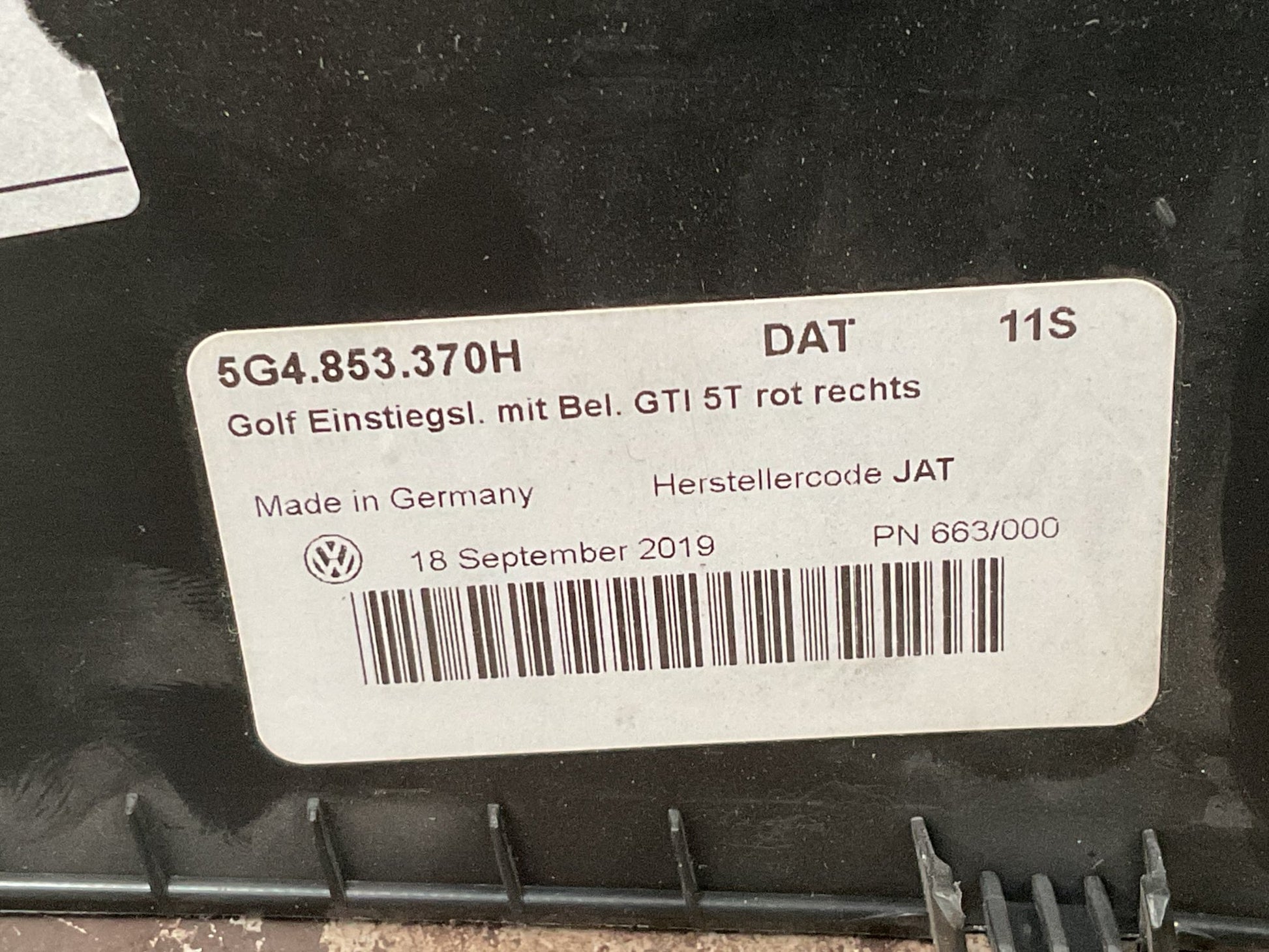 Umbral dcho VW Golf VII GTI 2012 - 2020 - 5G4853370H