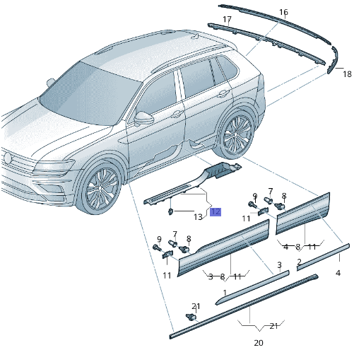 Umbral dcho VW Tiguan 2016 2025 - 5NA853372