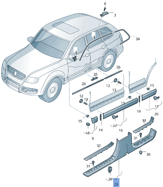 Umbral Pilar A Porsche Cayenne 9PA - 7L0853369