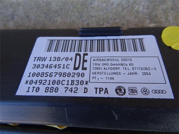 Airbag cortina derecho vw touran 1t - 1t0880742d