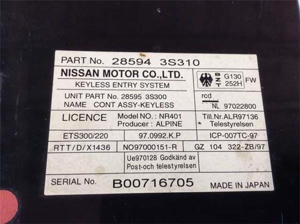 Centralita confort nissan navara d22 - 28594 3s310