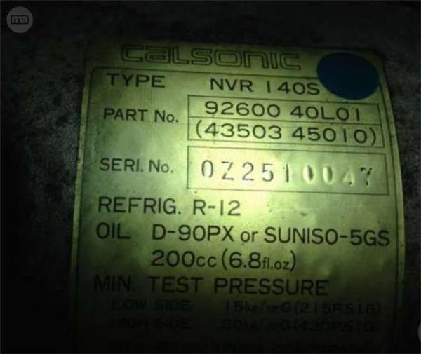 Compresor ac nissan 92600-40l01 - 92600-40l01