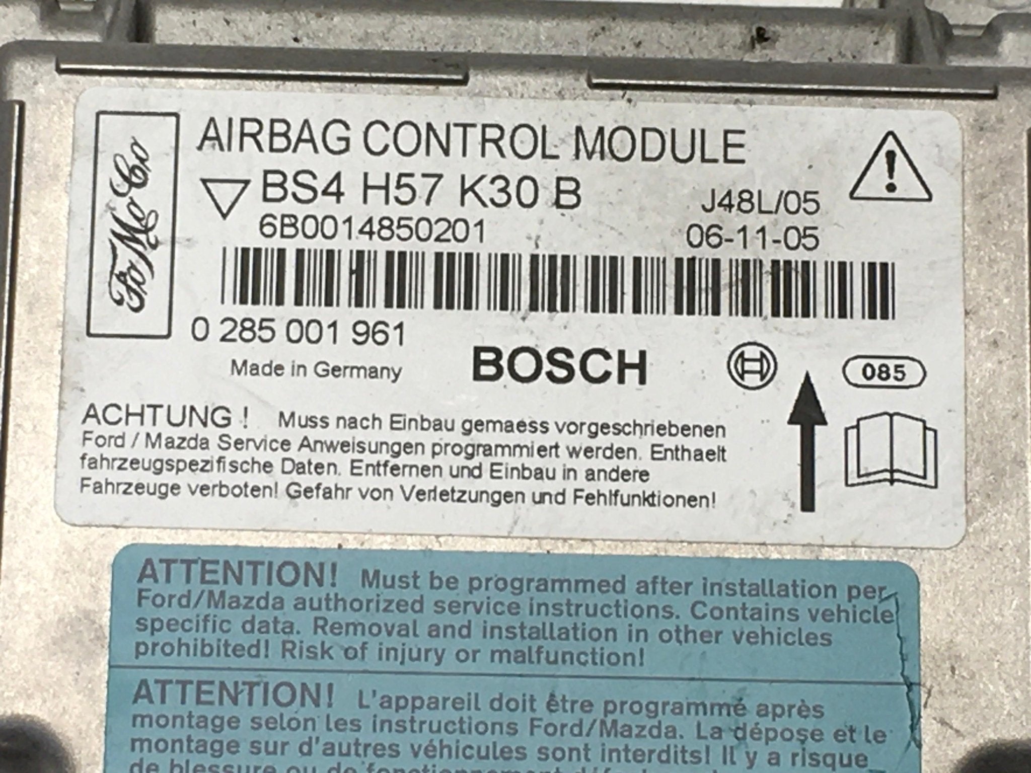 Modulo Airbag Mazda 0285001961 - BS4H57K30B, 0285001961