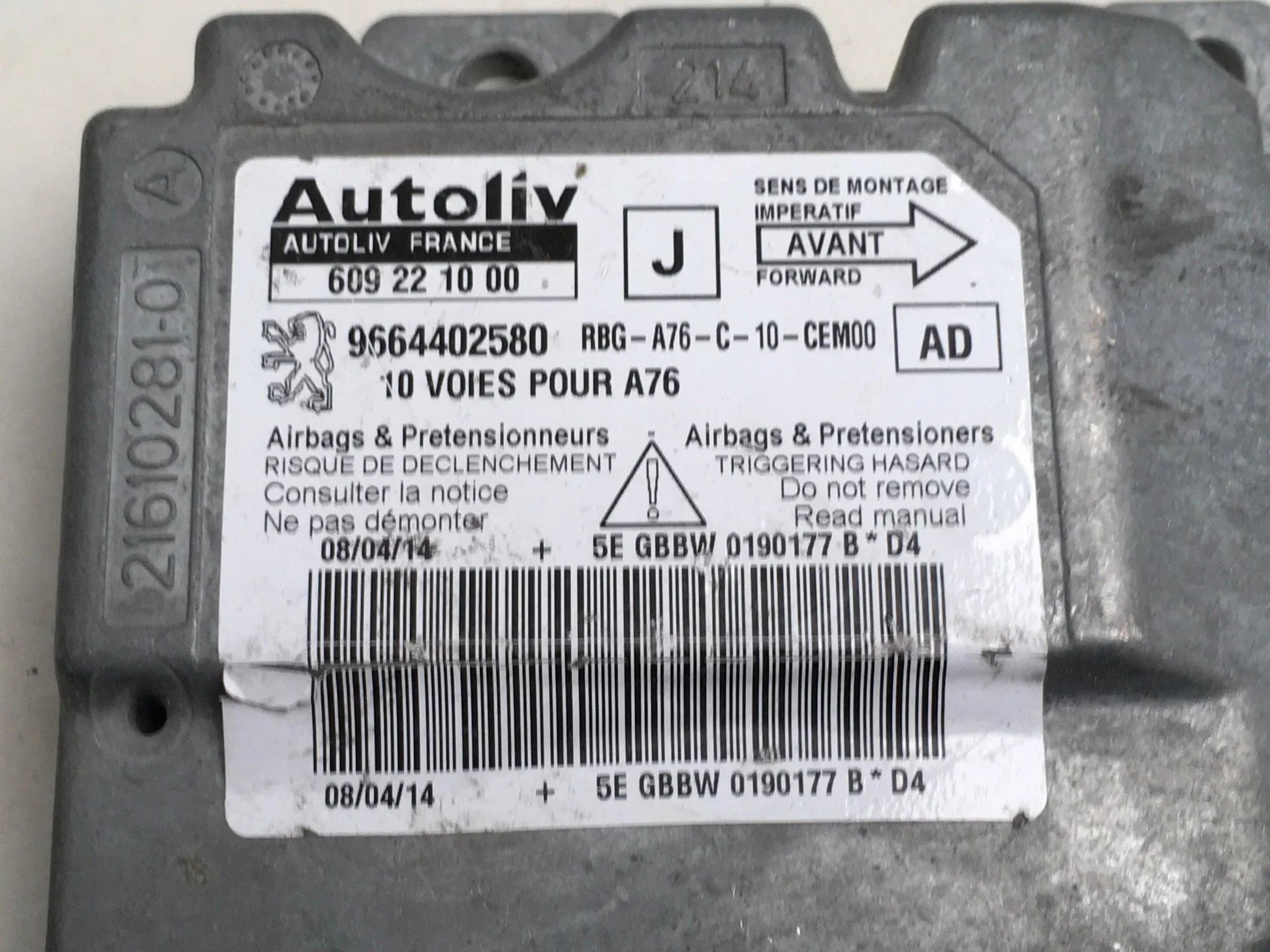 Modulo Airbag Peugeot 9664402580