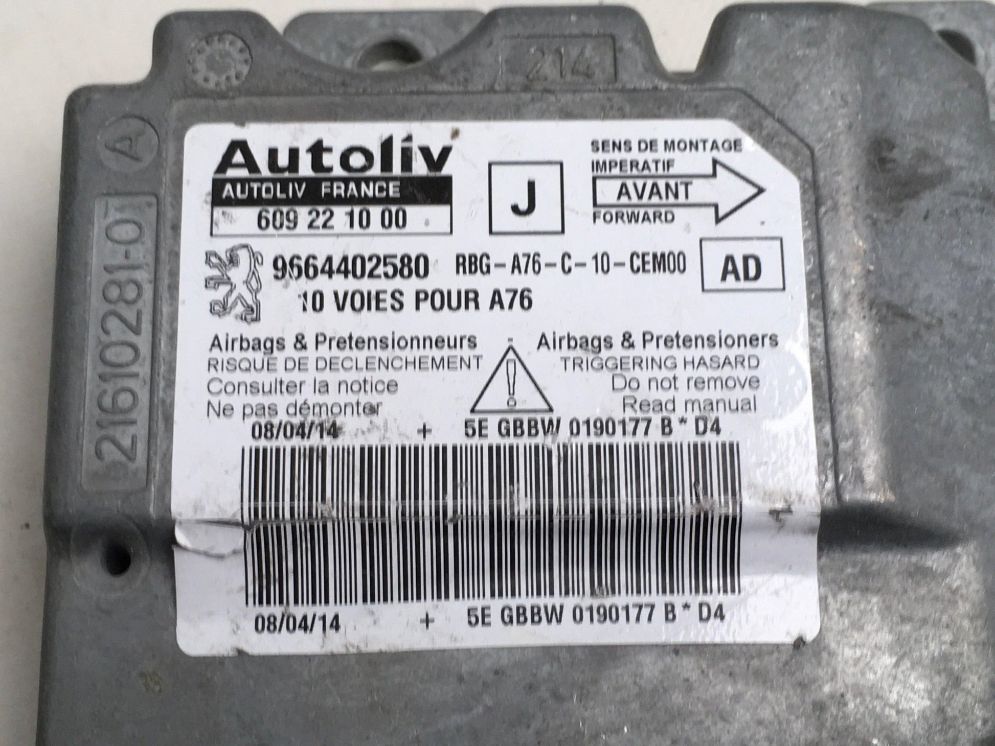 Modulo Airbag Peugeot 9664402580 - 609221000