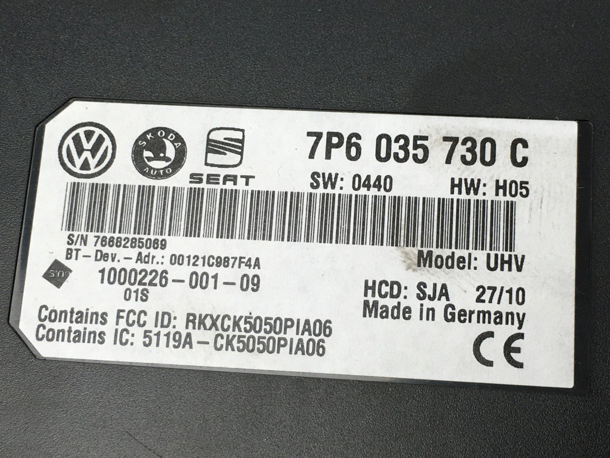 Modulo Bluetooth Audi VW 7p6035730c - 7p6035730c