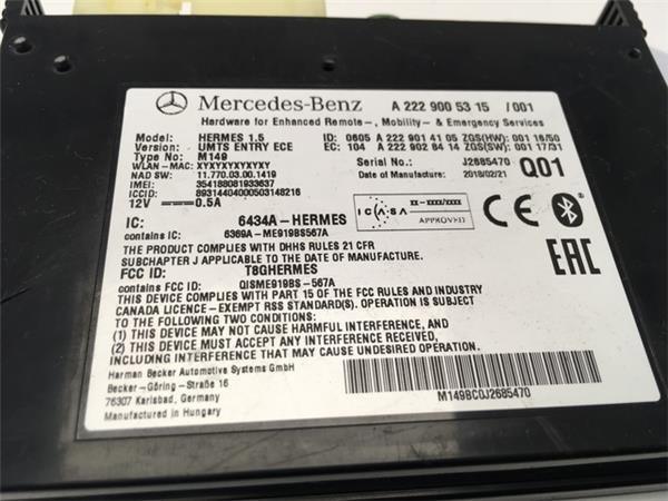 Modulo bluetooth mercedes a2229005315 - a2229005315