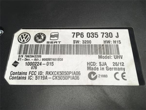 Modulo bluetooth vw t5 7p6035730j - 7p6035730j