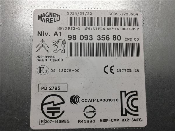 Módulo de radio Peugeot 9809335680