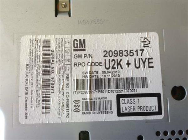 Modulo radio chevrolet camaro - 20983517