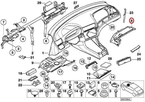 Panel interior bajo guantera Bmw E46 - 51458224814