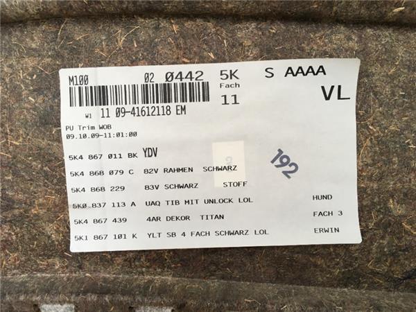 Panel puerta delantera izq VW Golf 6 - 5k4867011bk