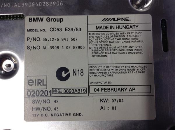 Radio cd business bmw x5 e53 - 65126941507