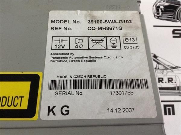 Radio cd honda crv 39100-swa-g102 - 39100-swa-g102