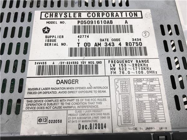 Radio cd Jeep Cherokee KJ - p05091610ab