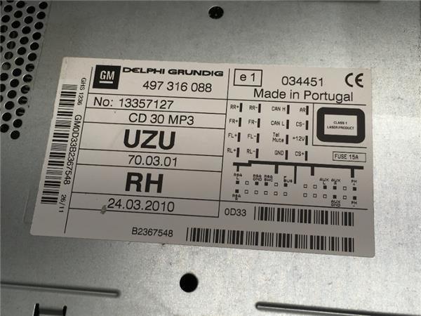 Radio CD Opel Corsa D 13357127 - 13357127