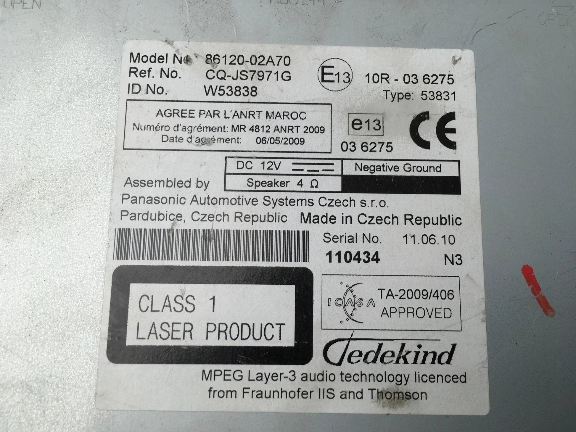Radio CD Toyota Auris E15