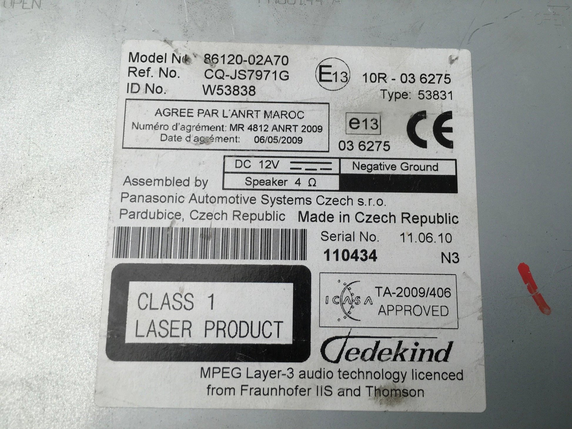 Radio CD Toyota Auris E15 - 8612002A70