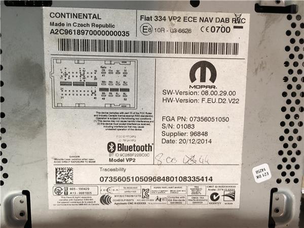 Radio Navegador GPS Fiat 500X - 07356051050